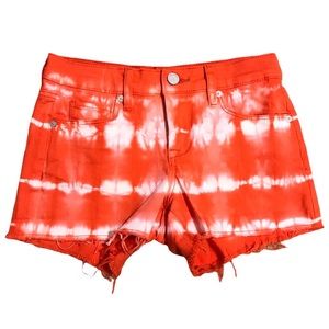 BlankNYC The Essex classic cut off short orange tiedye 24 frayed hem distressed